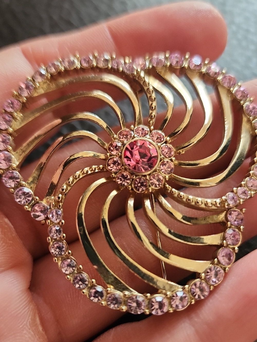 Lauren Conrad Gold-Tone Pink Crystal Swirl Brooch